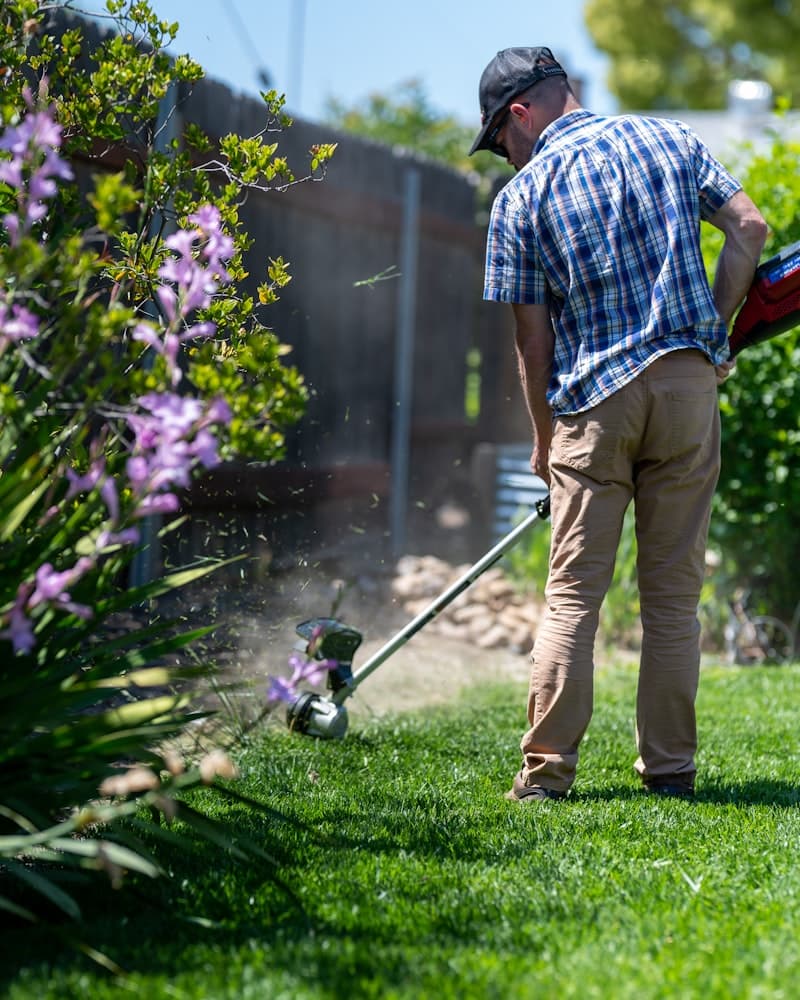 Landscaper working in a yard